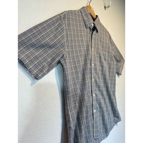 Neiman Marcus Mens Large Plaid Trim Fit Button Up Shirt Multicolor Plaid SS - Picture 7 of 10